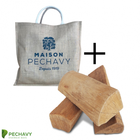 Lot : bois bûches en 30cm et son sac Maison Péchavy