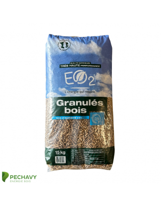 Granulés de bois de la marque EO2 en sac de 15kg