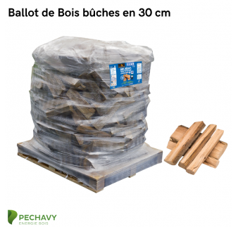 Ballot de Bois bûches étuvés en 25cm pour le chauffage de votre habitation. Mélanges de chêne, charme et hêtre.
