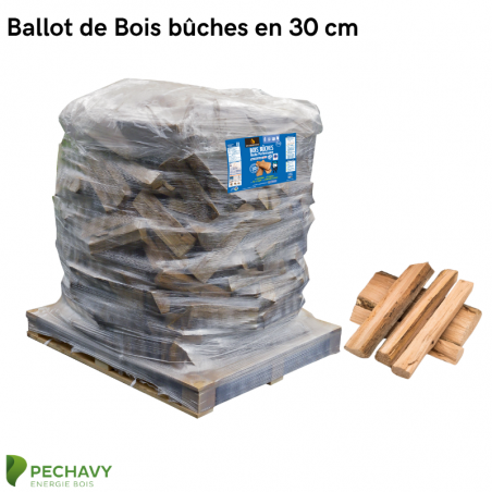 Ballot de Bois bûches étuvés en 25cm pour le chauffage de votre habitation. Mélanges de chêne, charme et hêtre.