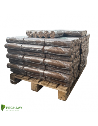 Bûches densifiées (bûches compressées) – Demi palette de 60 packs de 5 bûchettes de 8 kg.