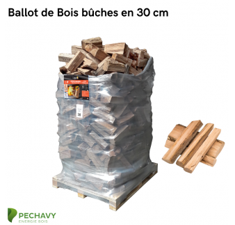 Ballot de Bois bûches étuvés en 25cm pour le chauffage de votre habitation. Mélanges de chêne, charme et hêtre.