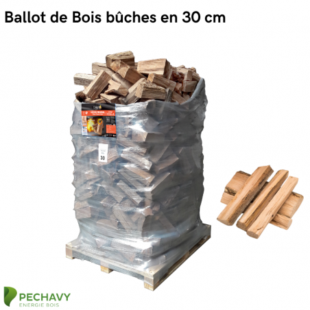 Ballot de Bois bûches étuvés en 25cm pour le chauffage de votre habitation. Mélanges de chêne, charme et hêtre.