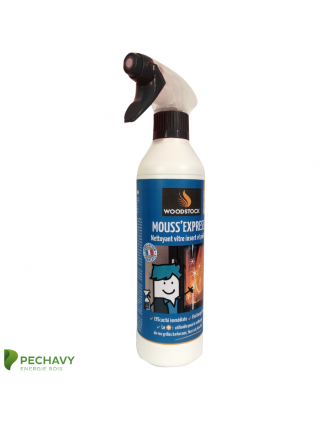 Mouss’Express, nettoyant vitre insert, poêle, four, plancha et barbecue de 500ml. Mousse active pour le nettoyage des vitres.