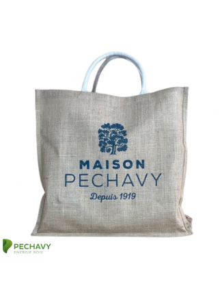 Sac à bûches de 30 litres en toile de jute parfait pour porter et stocker vos bûches et votre bois de cheminée.