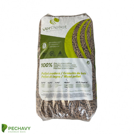 Granulés de bois de la marque Verpellet en sac de 10kg