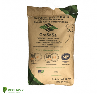 Granulés de bois de la marque Grasasa en sac de 18kg