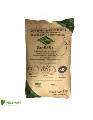 Granulés de bois de la marque Grasasa en sac de 18kg