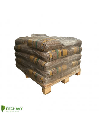Granulés de bois résineux de la marque Hà Lègne Orange pour le chauffage de votre habitation en demi palette de 33 sacs de 15kg