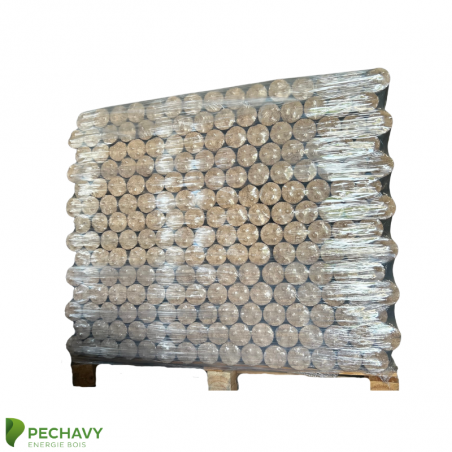 Bûches calorifiques densifiées – Palette de 126 packs de 5 bûches densifiées