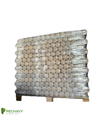 Bûches calorifiques densifiées – Palette de 126 packs de 5 bûches densifiées
