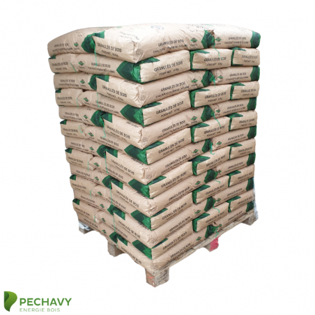 Granulés de bois naturels de la marque Grasasa pour le chauffage de votre habitation en palette de 70 sacs