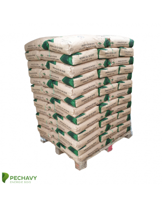 Granulés de bois naturels de la marque Grasasa pour le chauffage de votre habitation en palette de 70 sacs