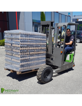 Bûches calorifiques densifiées – Palette de 126 packs de 5 bûches densifiées