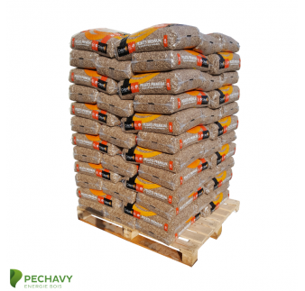 Granulés de bois 100% résineux de la marque Crépito pour le chauffage de votre habitation en palette de 72 sacs de 15kg
