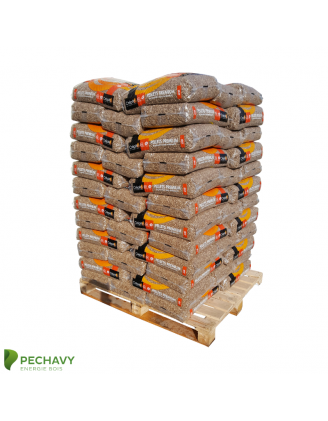 Granulés de bois 100% résineux de la marque Crépito pour le chauffage de votre habitation en palette de 72 sacs de 15kg
