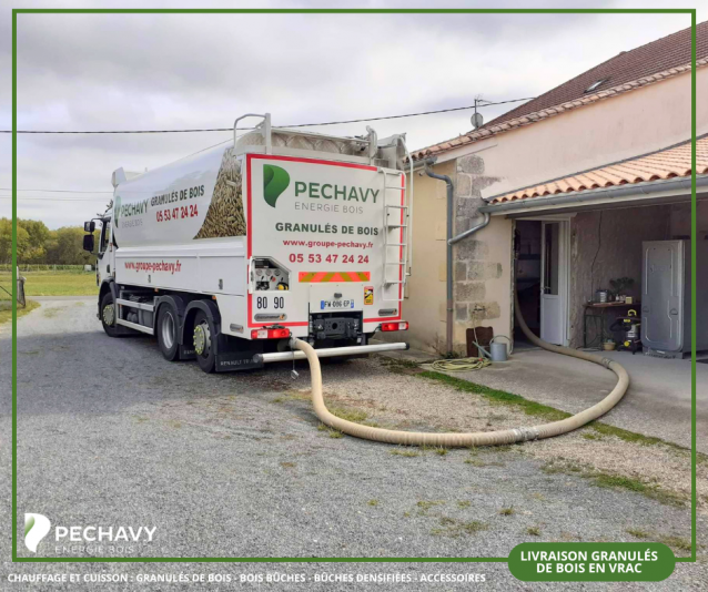 Livraison granulés de bois en vrac dans le Lot-et-Garonne (47) par Péchavy Energie Bois  