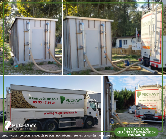 [ 1ère livraison de granulés de bois Péchavy pour chaufferie biomasse en container ] 