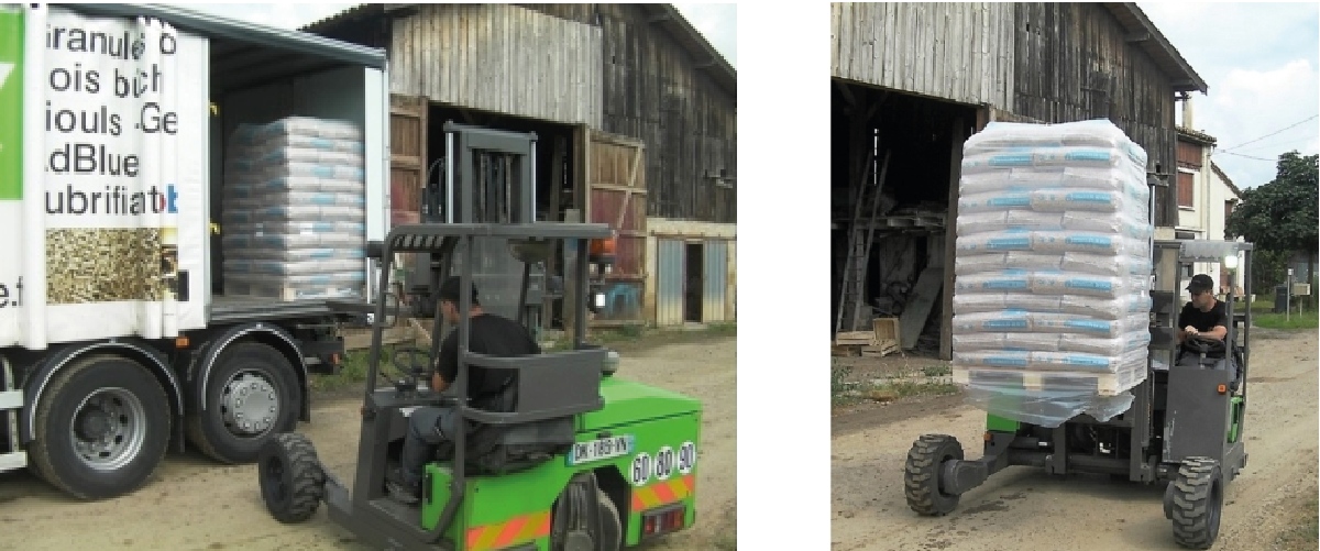 Livraison de pellets Péchavy - silo bâti - 2 bouches de remplissage -  aspirateur de poussières - Lot et Garonne (47) à Clermont-Soubiran