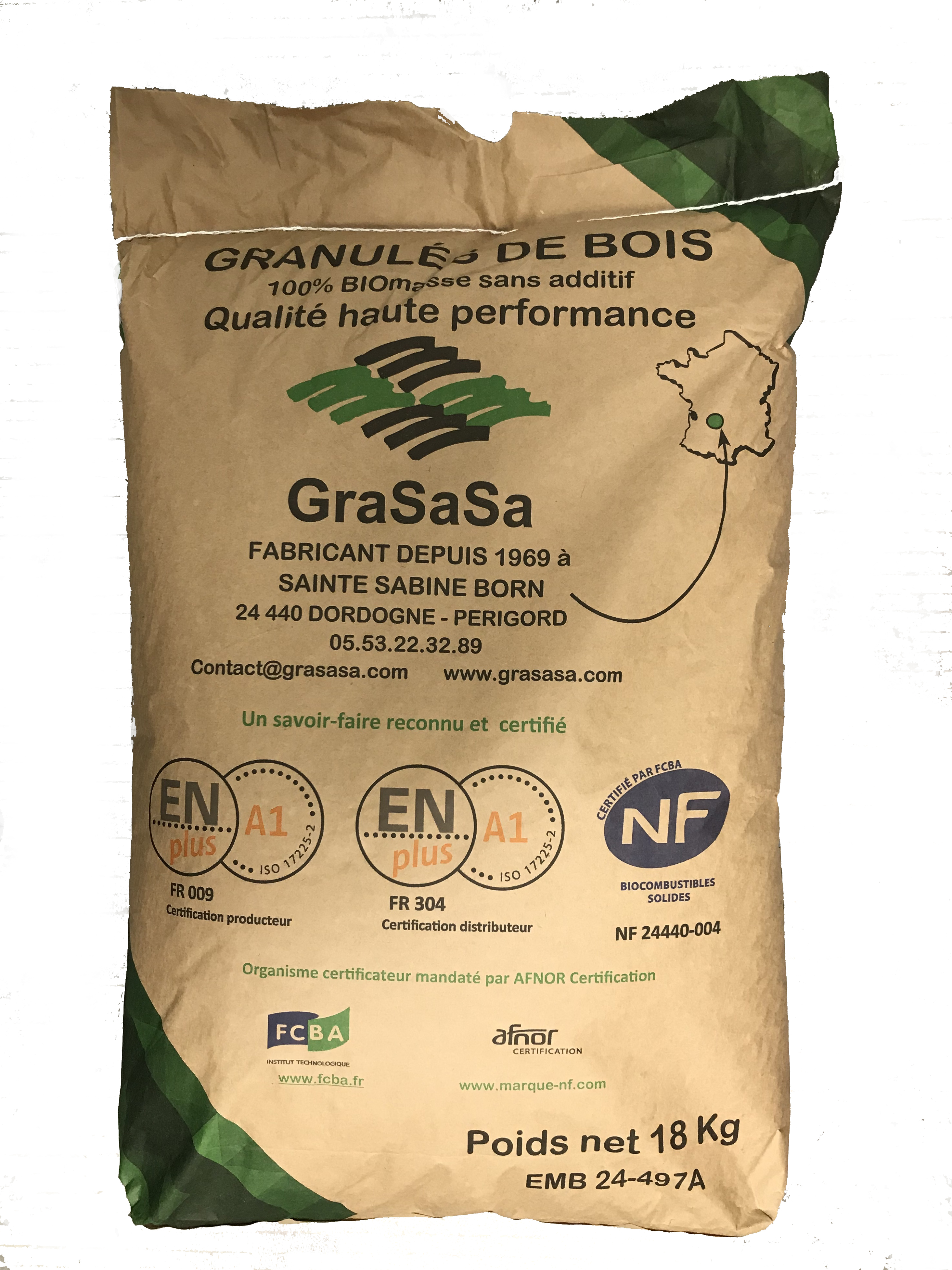 Bois GRASASA Sac papier | 18 Kg